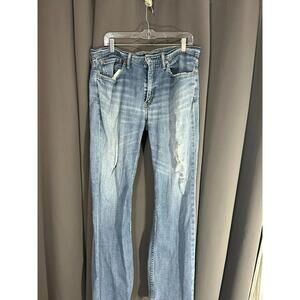 Levi’s 514 Jeans W34 L32 Light Wash Distressed Denim Straight Fit USA